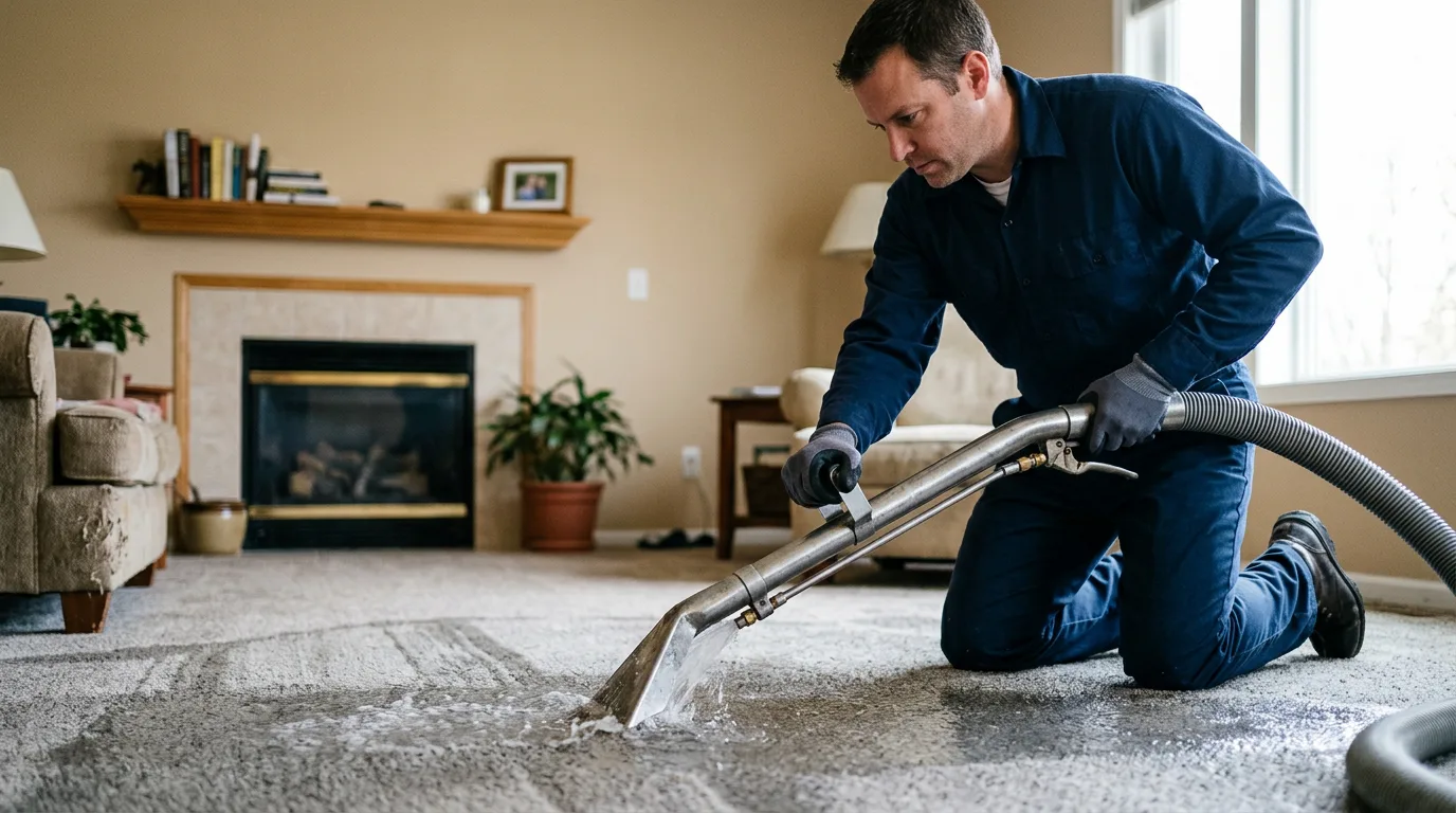 Water damage restoration technician working near West Liberty, IA
